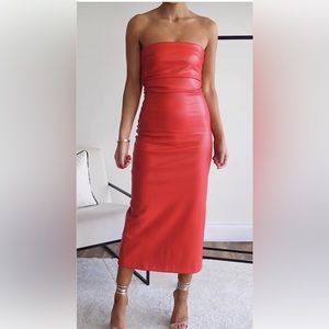 Red Zara leather dress, fits beautiful!!!